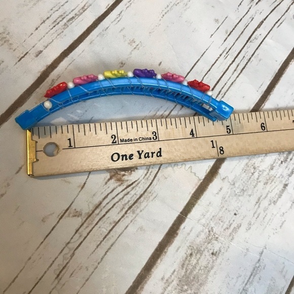 1980s Vintage Hair Clip Banana Comb Ponytail Blue Elephants Bright - Picture 5 of 8